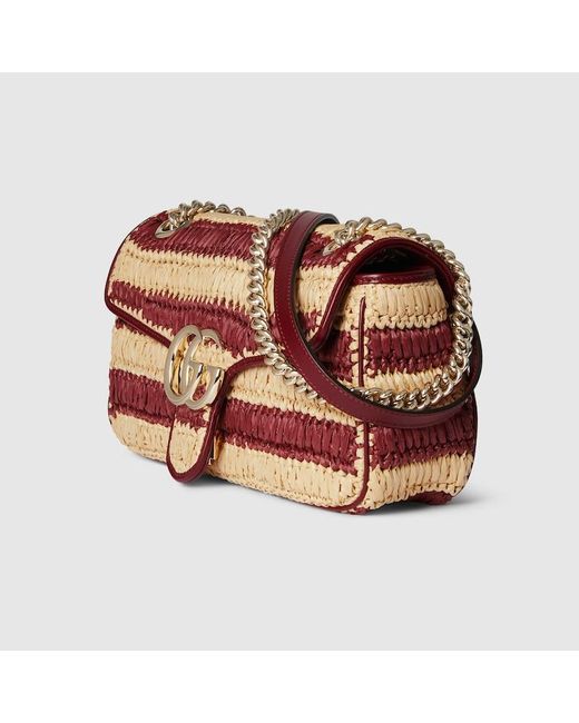 Gucci Pink Gg Marmont Woven Medium Shoulder Bag