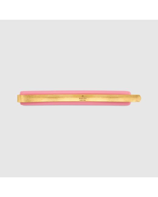 Gucci Gold-Tone, Resin and Crystal Hair Clip - Pink - One Size