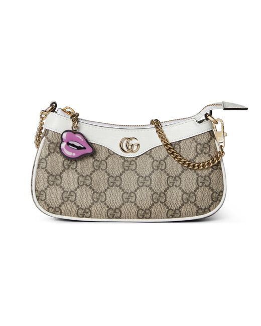 Gucci Gray GG Super Mini Shoulder Bag With Charm