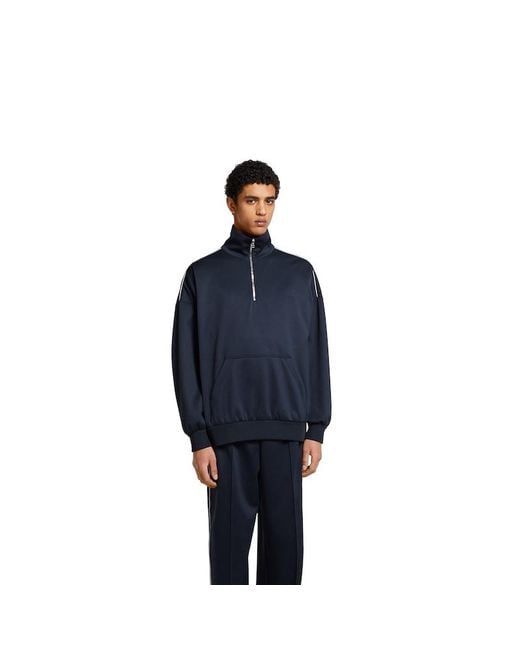 Gucci Blue Technical Jersey Sweatshirt With Embossed Logo for men