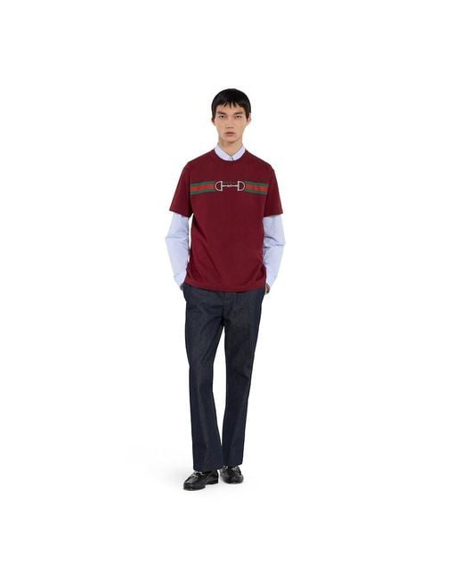 Gucci Red Medium Cotton Jersey T-Shirt With Print for men