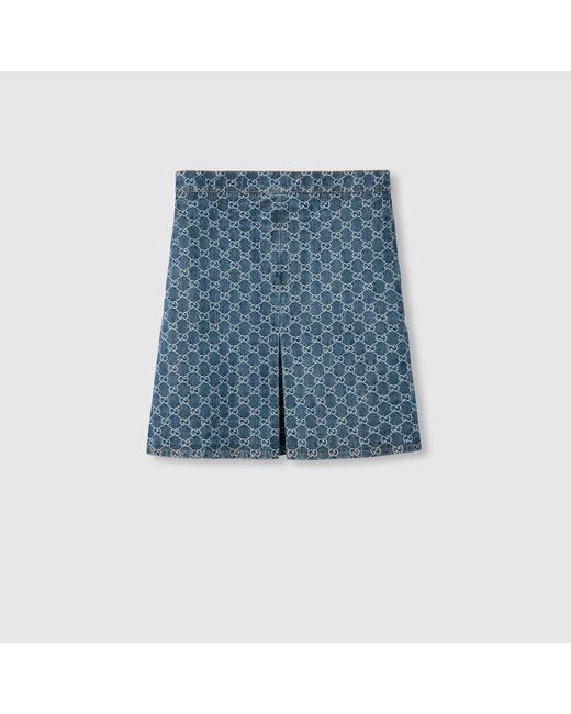 Gucci Blue GG Denim Jacquard Skirt