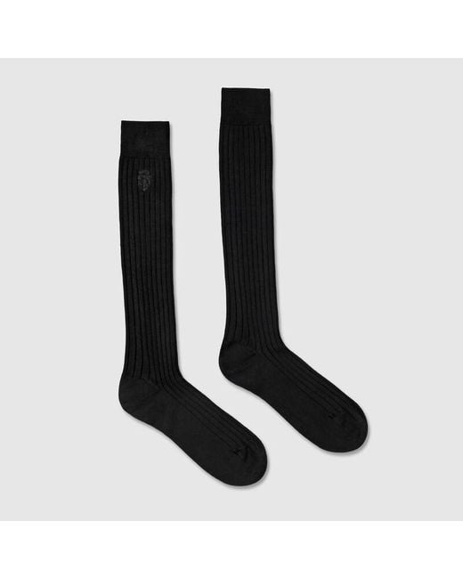 Gucci Black Knit Cotton Socks With Embroidery for men