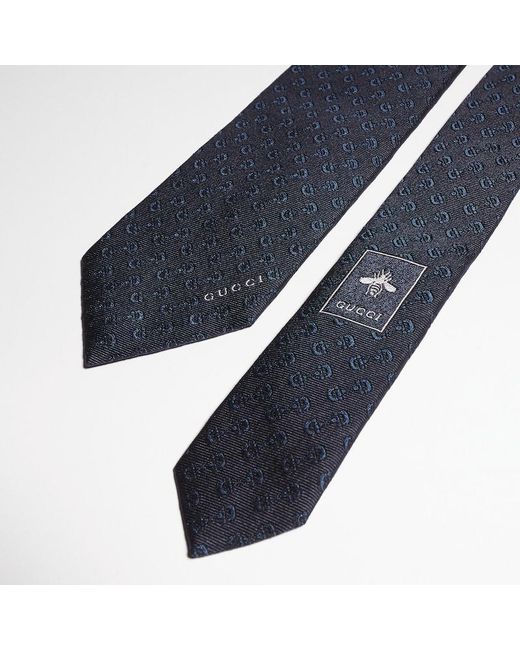 Gucci Blue Horsebit Silk Jacquard Tie for men