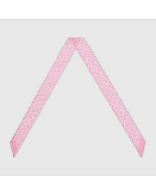 Gucci Pink Printed Silk Chiffon Ribbon