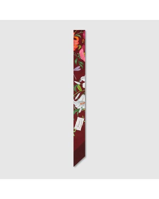 Gucci Red Printed Silk Twill Ribbon