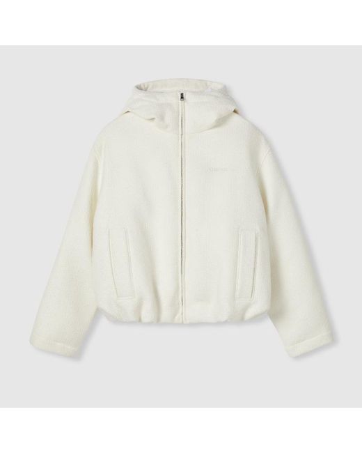 Gucci White Wool Bouclé Jacket With Logo
