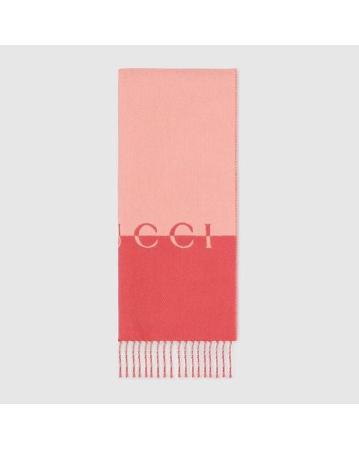Gucci Pink Wool Cashmere Scarf