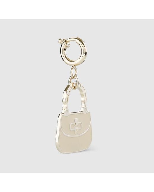 Gucci 〔グッチ バンブー 1947〕バッグ チャーム, ホワイト, メタル Natural