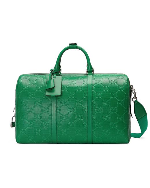 Gucci Green GG Embossed Duffle Bag for men