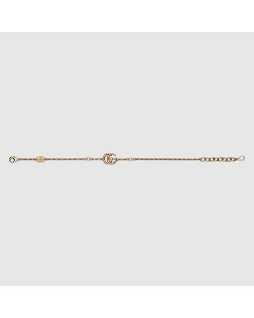 Gucci Metallic GG Marmont Chain Bracelet With Charm