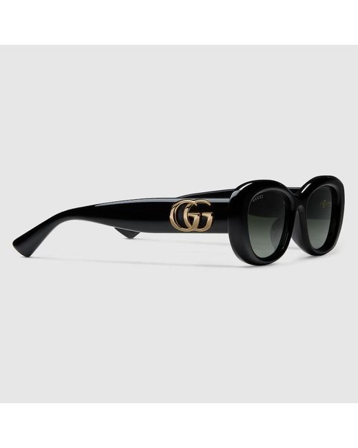 Gucci オーバル サングラス（低めのノーズブリッジ フィット） ブラック Black