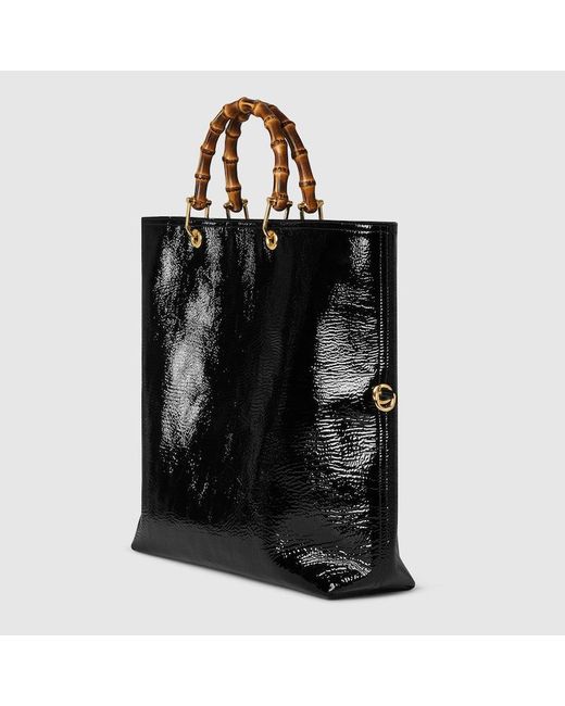 Gucci バンブー リバーシブル ラージ トートバッグ, ブラック, レザー Black