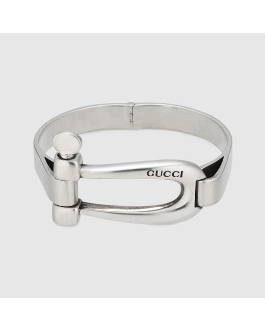 Gucci Metallic Cuff Bracelet With Stirrup Detail