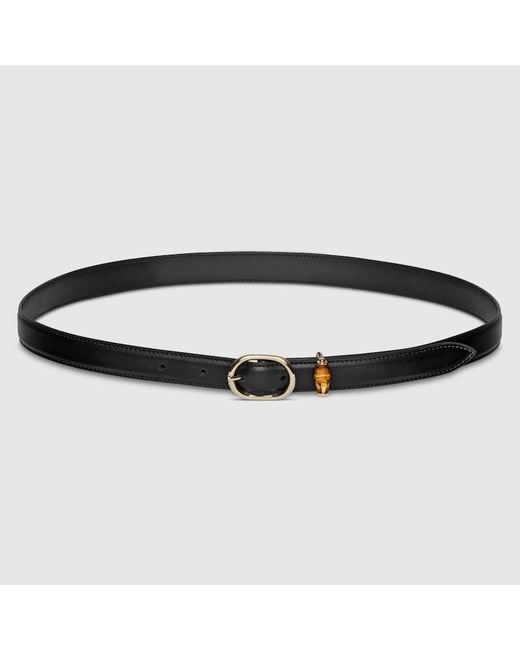 Gucci Black Thin Belt With Oval Buckle, Size 100