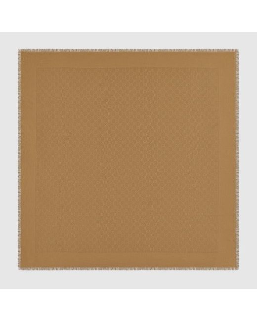 Gucci Natural Gg Silk Cotton Jacquard Shawl