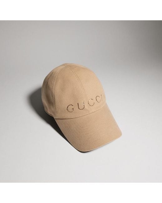 Gucci Natural Canvas Baseball Hat With Print