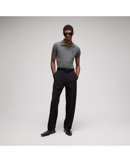 Gucci Gray Fine Knit Cashmere Polo Shirt for men
