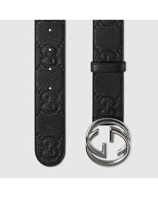 Cintura Larga Con Fibbia Incrocio GG di Gucci in Black da Uomo