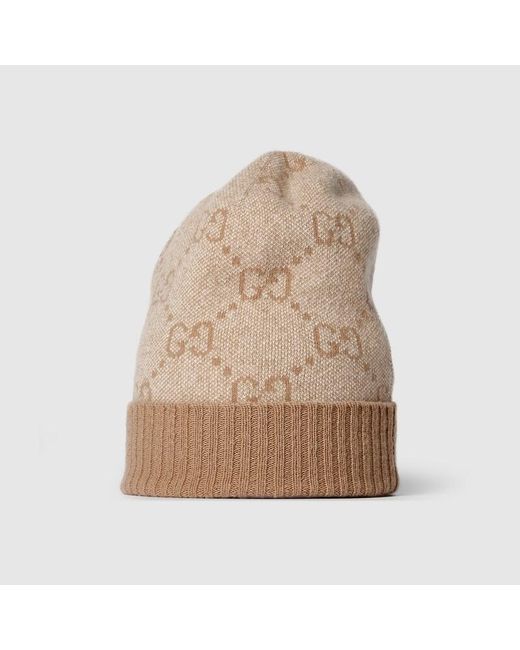 Gucci Natural Gg Cashmere Lamé Hat
