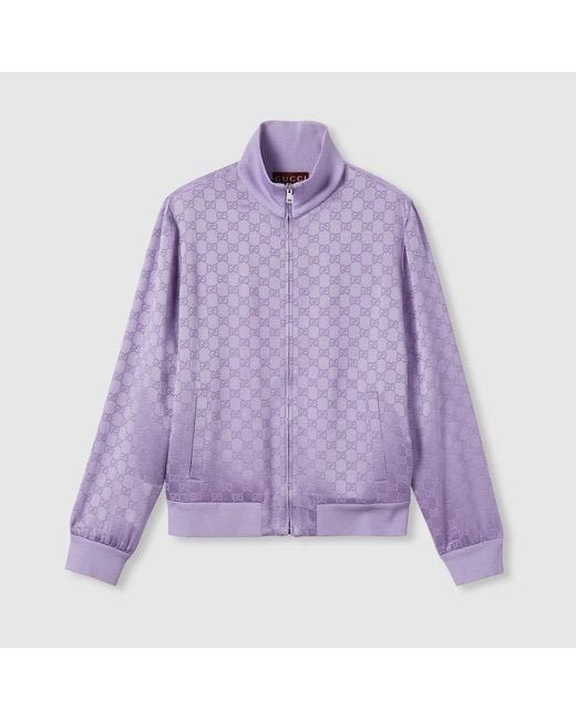 Gucci Purple Gg Jacquard Zip Jacket