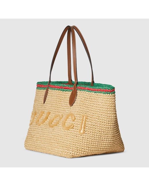 Gucci Metallic Woven Medium Tote Bag, Fabric