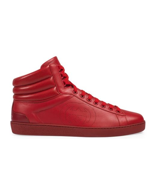 Gucci Red High-top Ace Sneaker for men