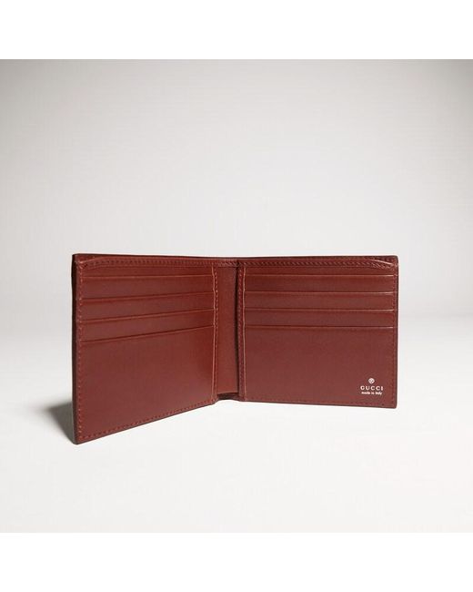 Gucci Red Aria Bi-Fold Wallet, Leather for men