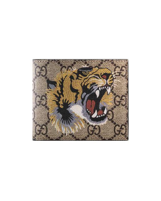 Gucci Multicolor Tiger Print GG Supreme Wallet for men