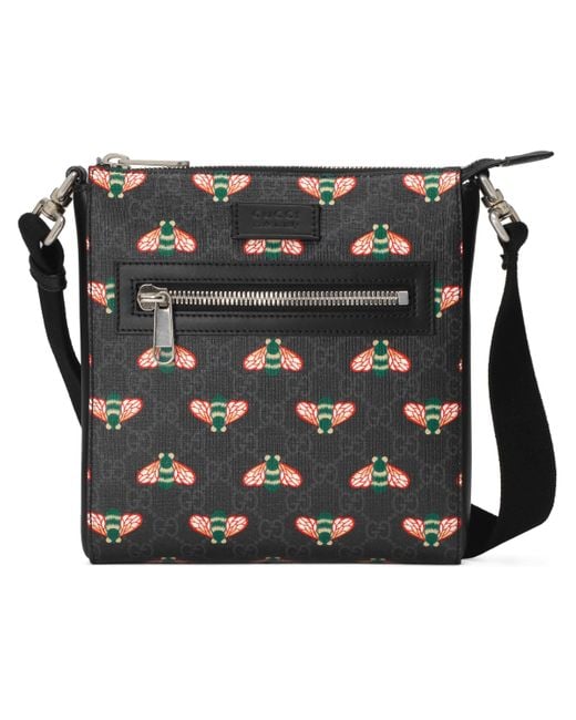 Gucci Black Bestiary Messenger Bag With Bees for men
