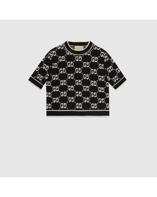Gucci Gg ブークレウール ジャカード トップ, ブラック, ウェア Black