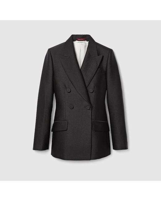 Gucci Black Double-breasted Wool Silk Jacket