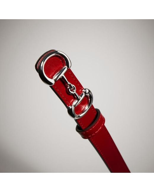 Gucci Red Thin Belt With Horsebit Buckle, Size 100