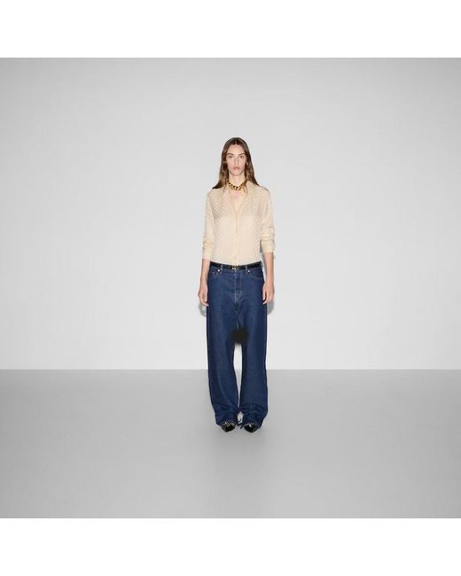 Gucci 【公式】 (グッチ)GGシルククレープ シャツアイボリーニュートラル Natural