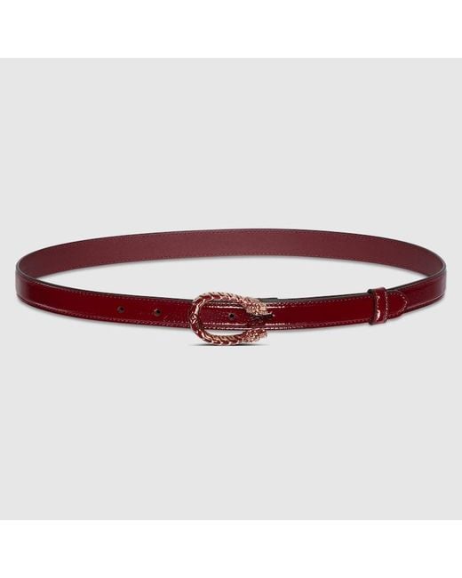 Gucci Red Thin Belt With Dionysus Buckle, Size 100