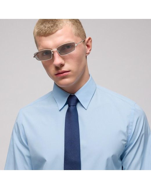 Gucci Blue Silk Tie With Embroidery for men