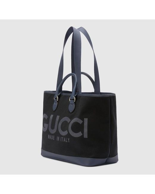 Gucci Black Large Tote Bag With Print for men