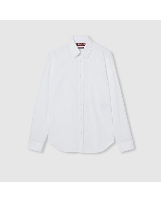 Gucci Hemd Aus Baumwollpopeline Mit Web, Größe 15 in White für Herren