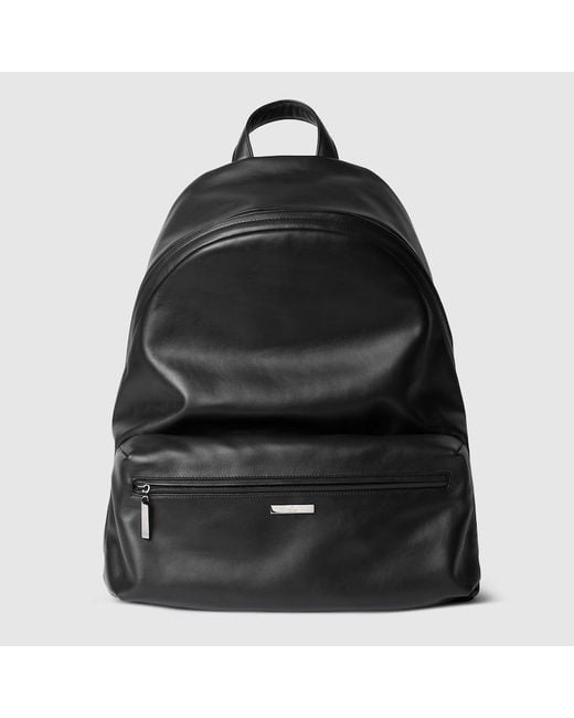 Gucci Black Tag Large Backpack, Leather for men