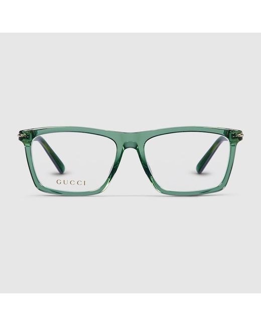 Gucci Green Rectangular Optical Frame for men
