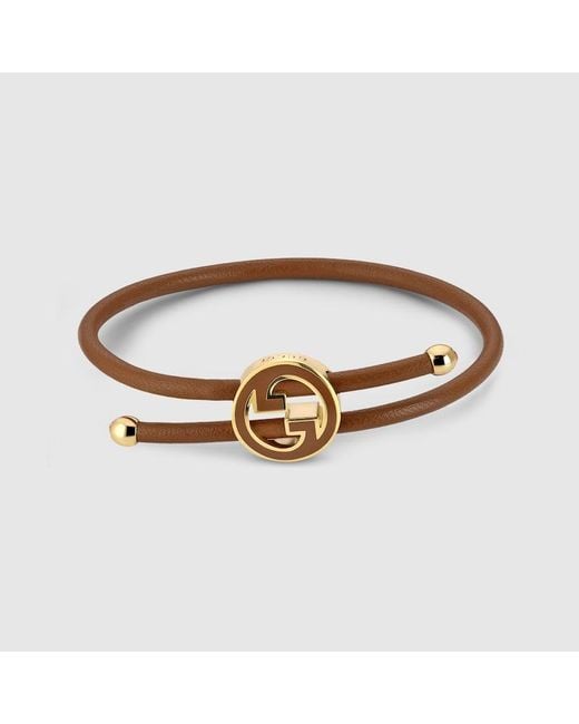 Bracciale Con Incrocio Gg Tondo Smaltato di Gucci in Brown