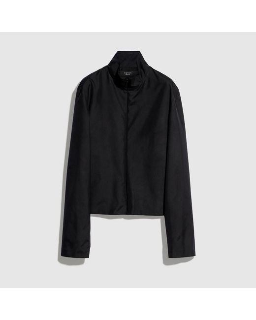Gucci Black Technical Silk Poplin Zip Jacket for men