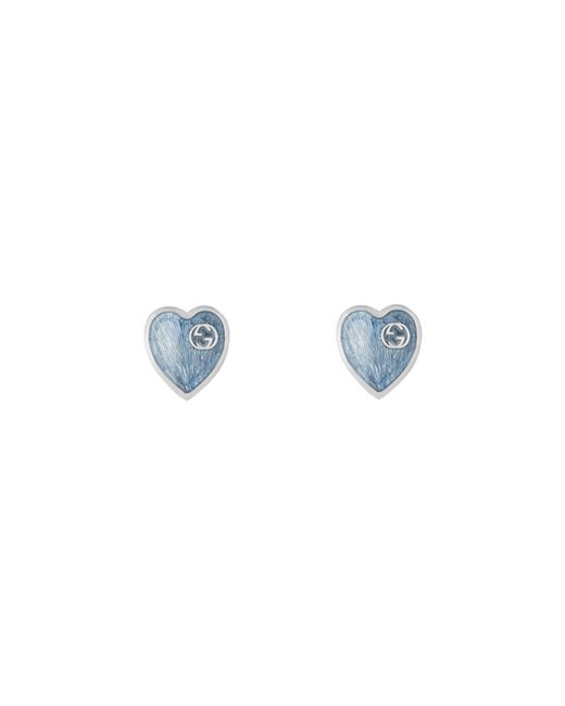 Gucci Blue Heart Earrings With Interlocking G