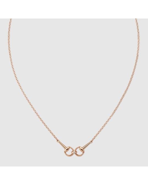 Gucci Metallic Horsebit Diamond 18K Chain Necklace