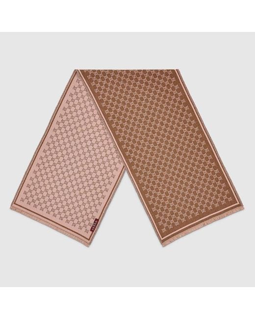 Gucci Brown Gg Wool Scarf