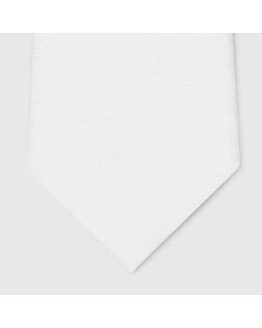 Gucci White Web Silk Jacquard Tie for men