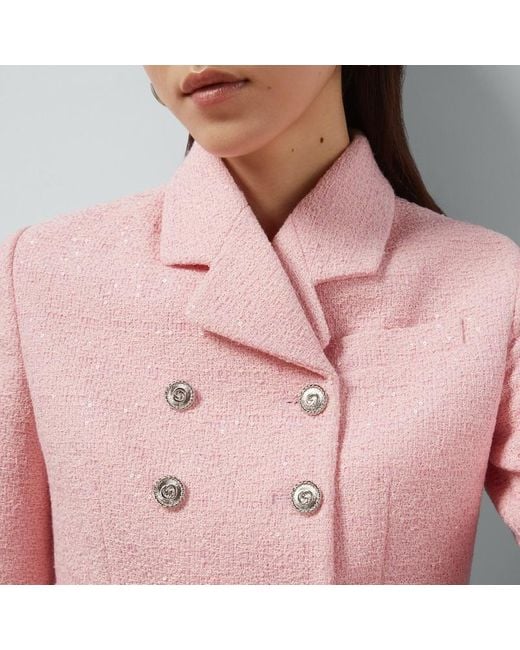 Gucci Pink Cropped Tweed Jacket With Sequins