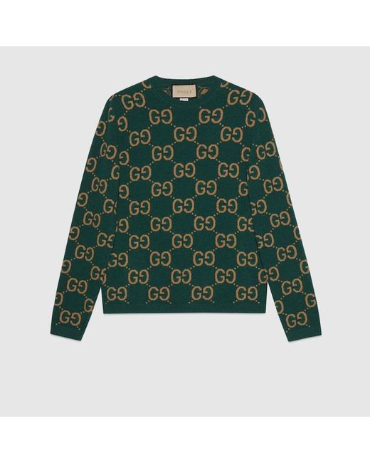 Maglione con logo GG di Gucci in Green da Uomo