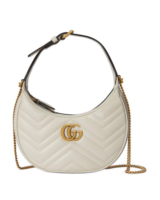 gg marmont half moon shaped mini bag white