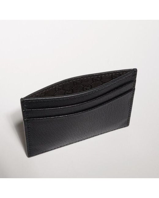 Gucci Black Card Case With Lettering, Leather